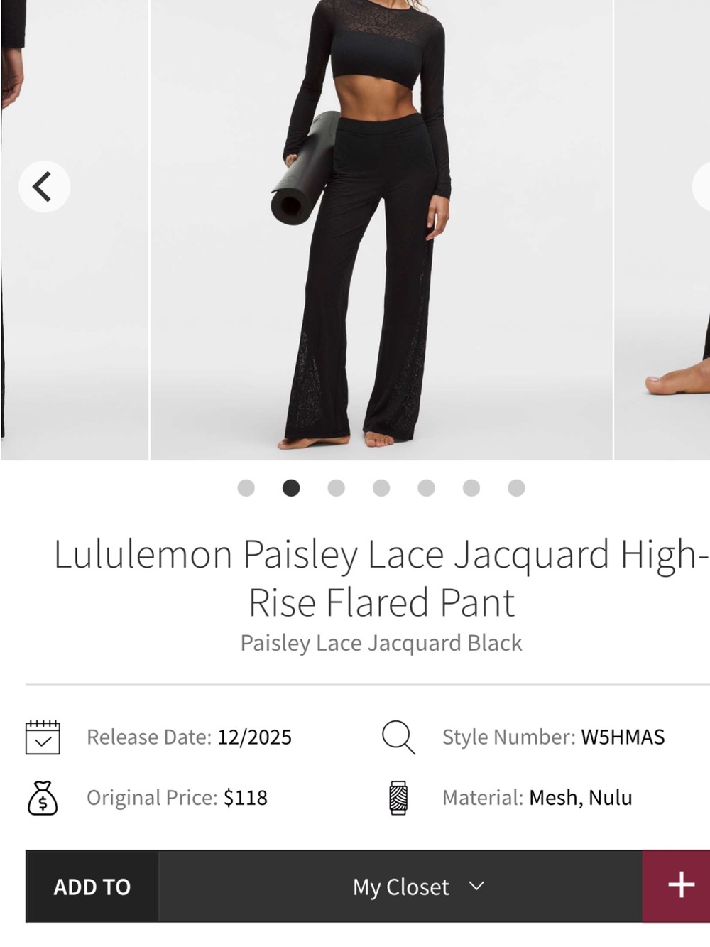 lululemon  Paisley Lace Jacquard High-Rise Flared Pant - Black